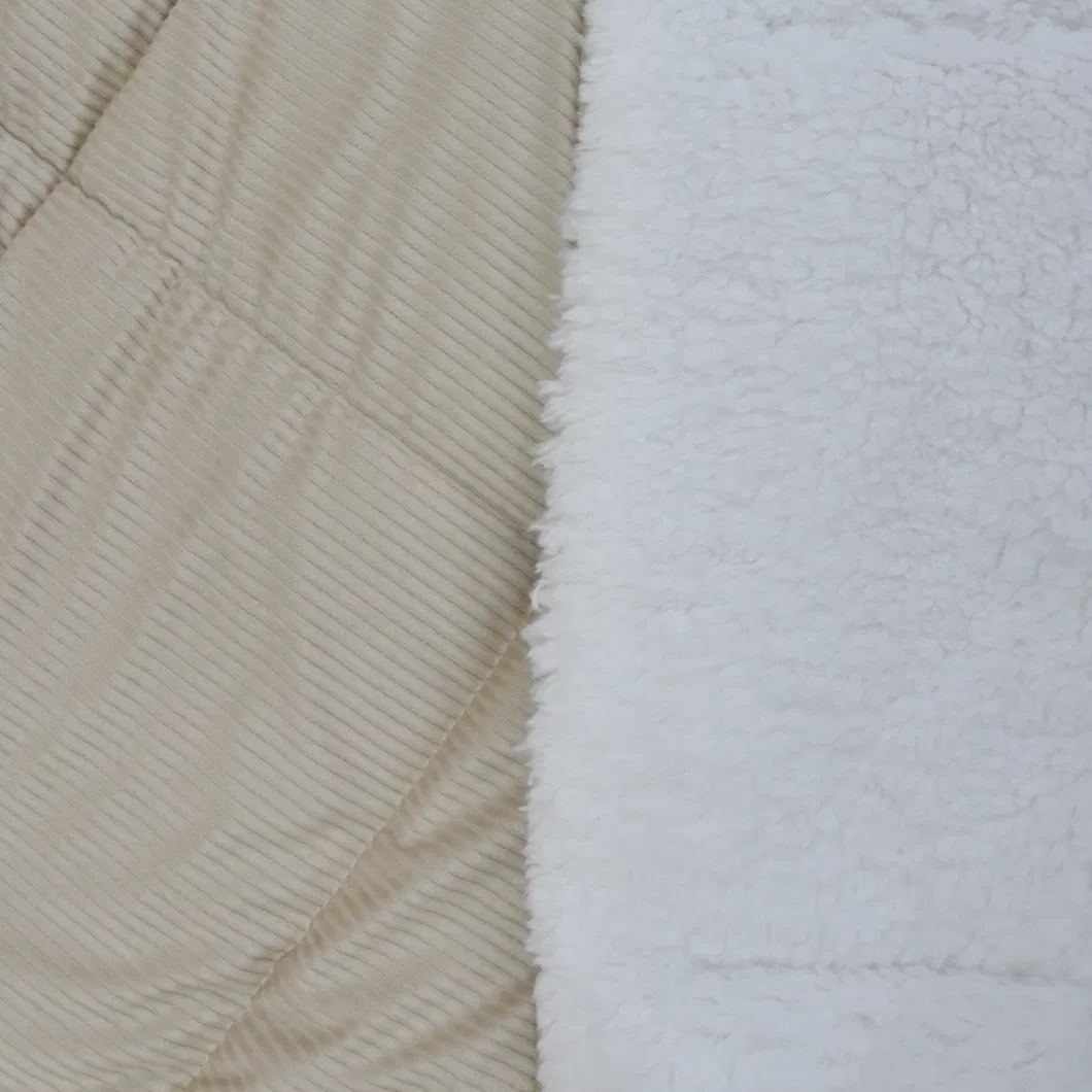 Velvet Plush Stripe Heavyweight Super Soft Comforter Set