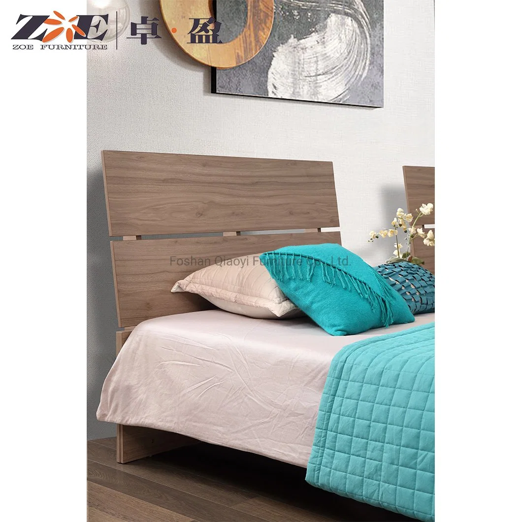 Home Design Modern Classic Luxury Bedroom Set Walnut Headboard Wardrobe Bedroom Furniture