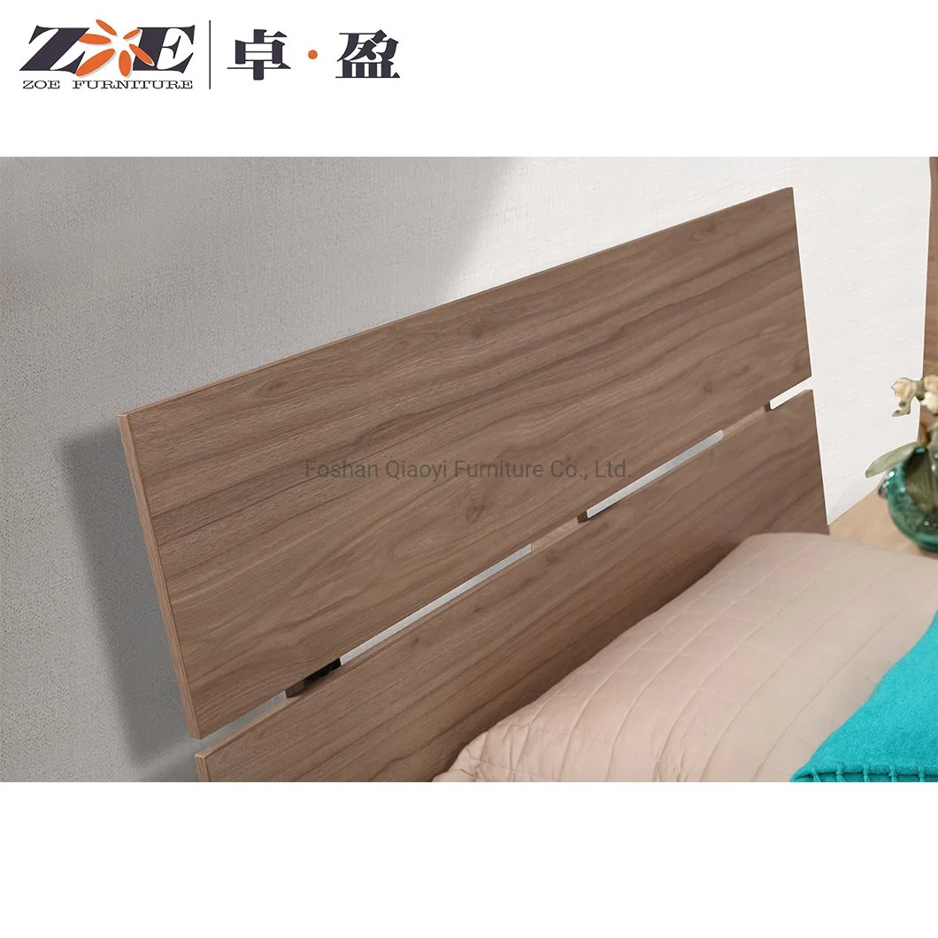 Home Design Modern Classic Luxury Bedroom Set Walnut Headboard Wardrobe Bedroom Furniture