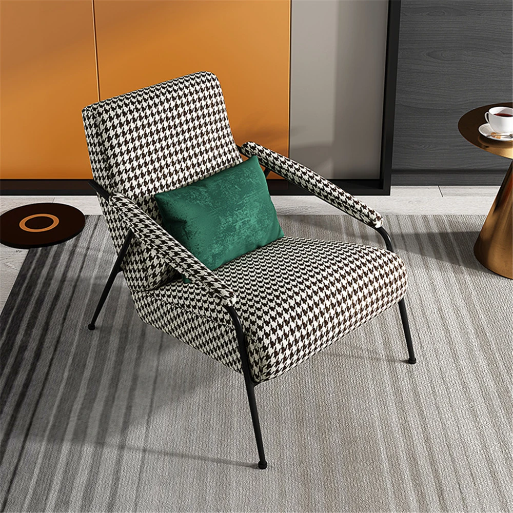 Elegant Swallow Grid Fabric Living Room Lounge Chair Fabric Leisure Chair