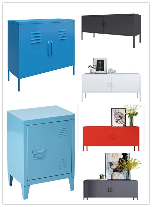 3 Shelf Blue Mesh Door Vertical Steel Storage Cabinet Home Metal Furniture Supplier