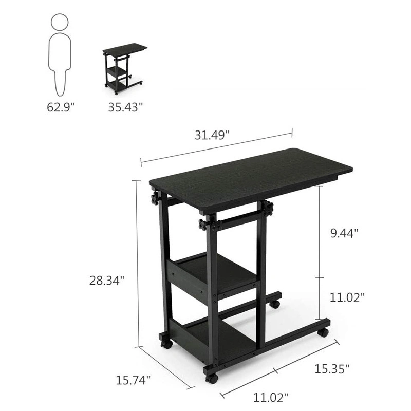 Wooden Panel Wholesale Home Office Bedroom Hospital Clinic Bedside Tables Movable Nightstands Dining Overbed Sets Side Table Study Standing Desk with Wheels