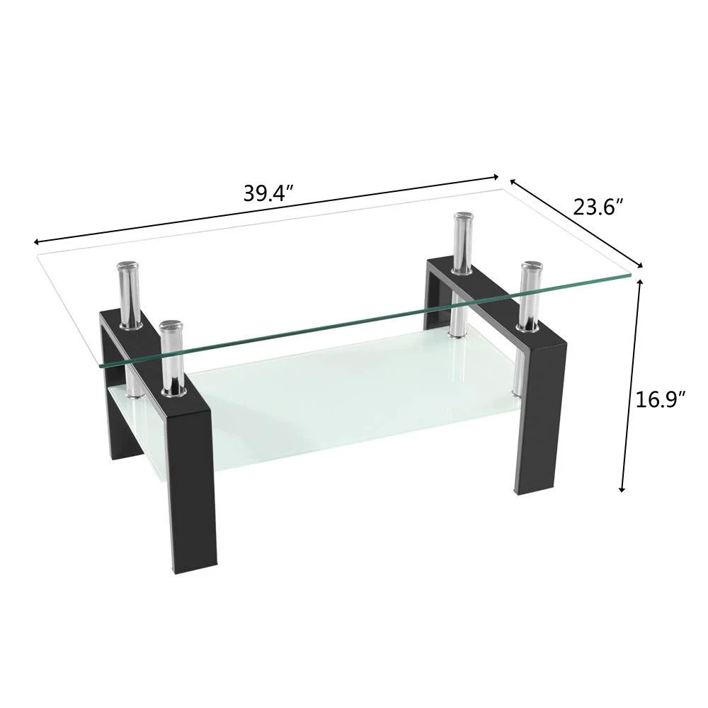 Nordic Style Living Room Furniture Dining Room Metal Leg Modern Glass Coffee Table