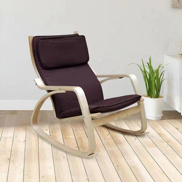 Factory Wholesale Durable Ergonomic Lounge Modern Chair Leisure Rocking Chair with Armrest and Removable Cushion