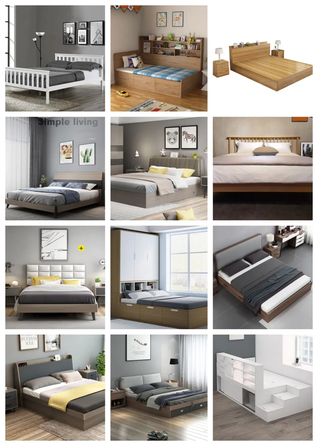 China Customization Wholesale Modern Design Hotel Storage Bed Home House Bedroom MDF Wooden King Bed Furniture Bedroom Furniture