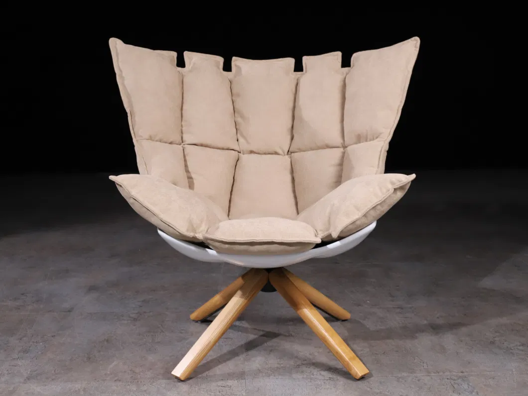 Wood Legs Fiberglass Swivel Living Room Original Design Italia Outdoor Lounge Armless Fabric Husk Armchair