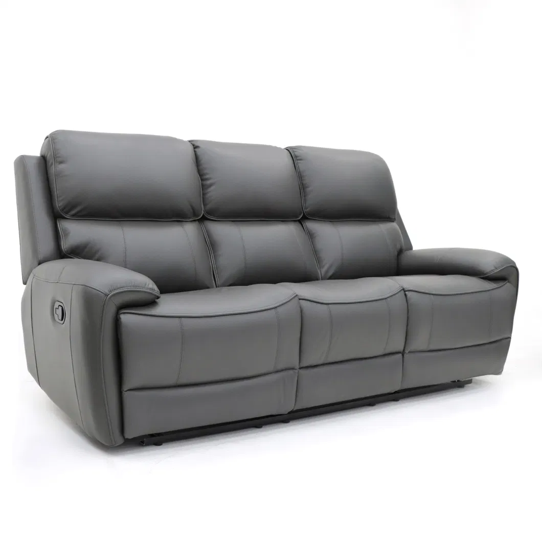 Geeksofa 3+2+1 Modern Air Leather Manual Motion Recliner Sofa Set with Massage and Heat for Living Room Furniture