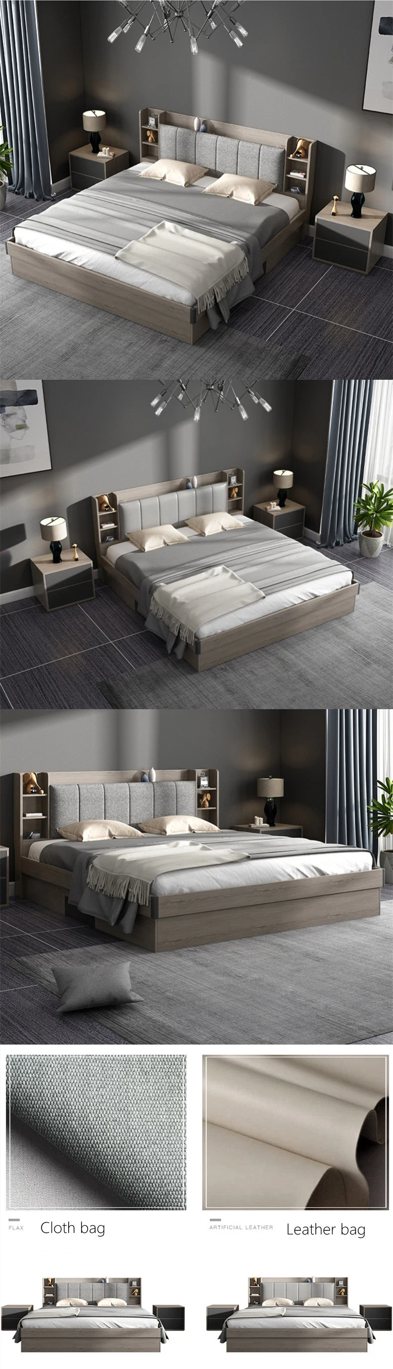 Wholesale China Factory Double Sofa King Wall Bed Modern Hotel Bedroom Office Wooden Living Room Home Furniture