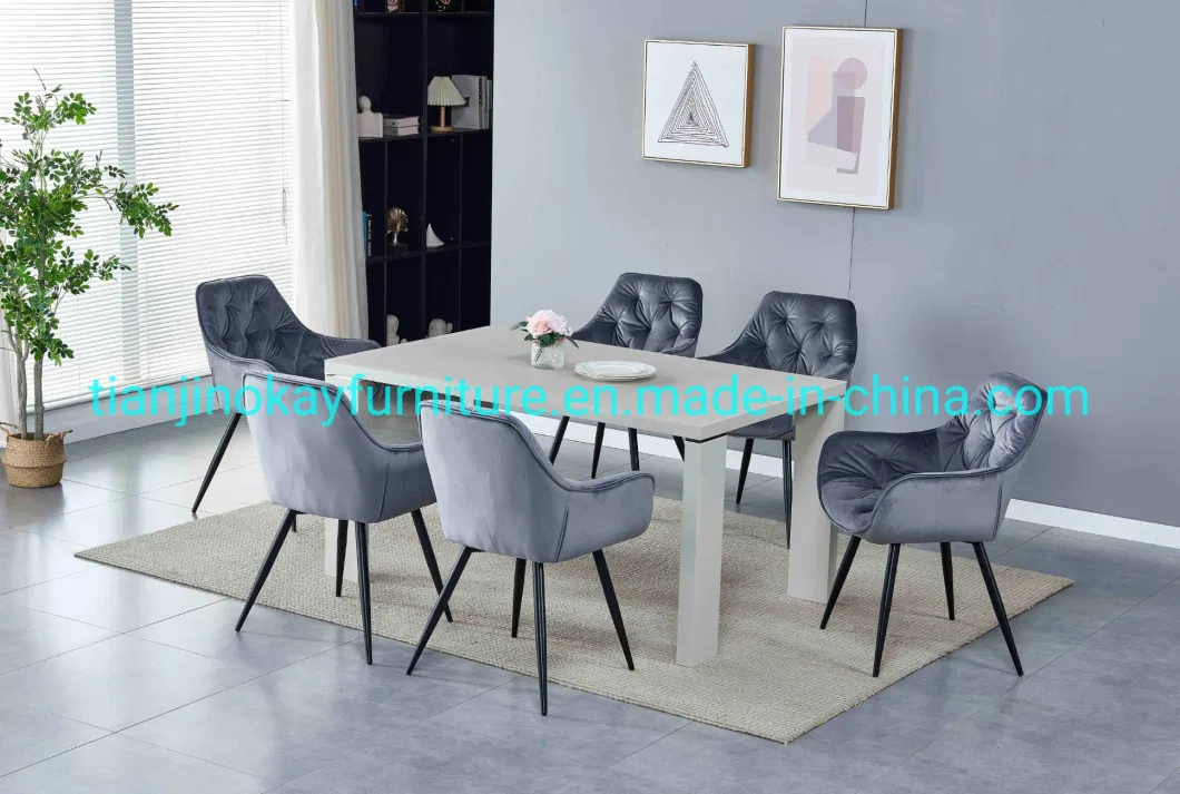 Luxury Nordic Design Dining Furniture MDF Painting with Super White Glass