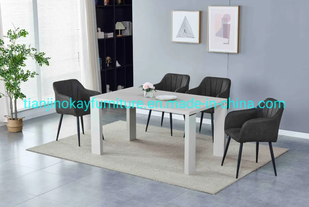 Luxury Nordic Design Dining Furniture MDF Painting with Super White Glass