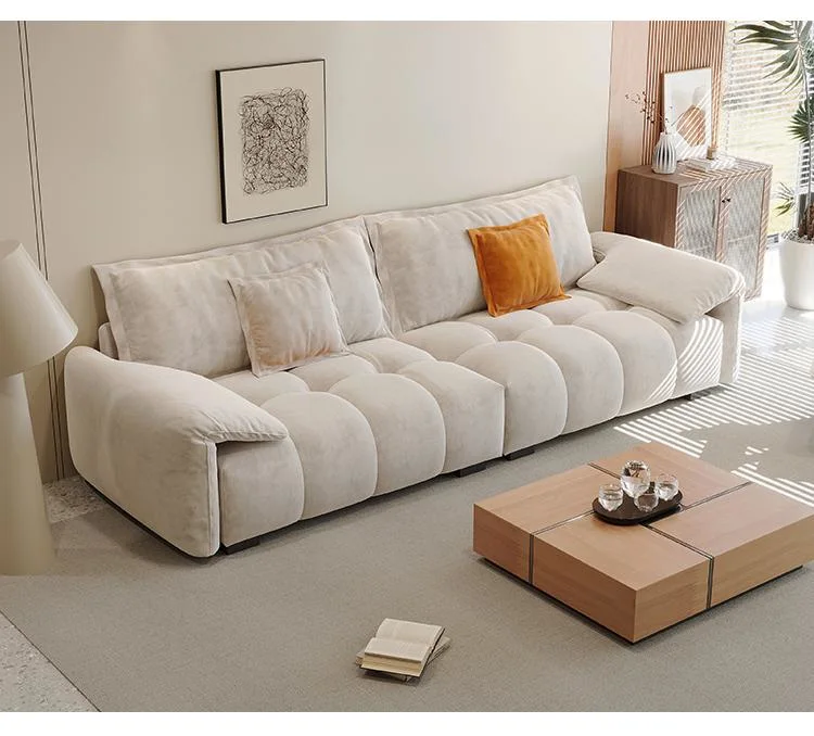 Cream Elephant Ear Sofa Technology Fabric Sofa Leather Sofa Set Living Room Furniture