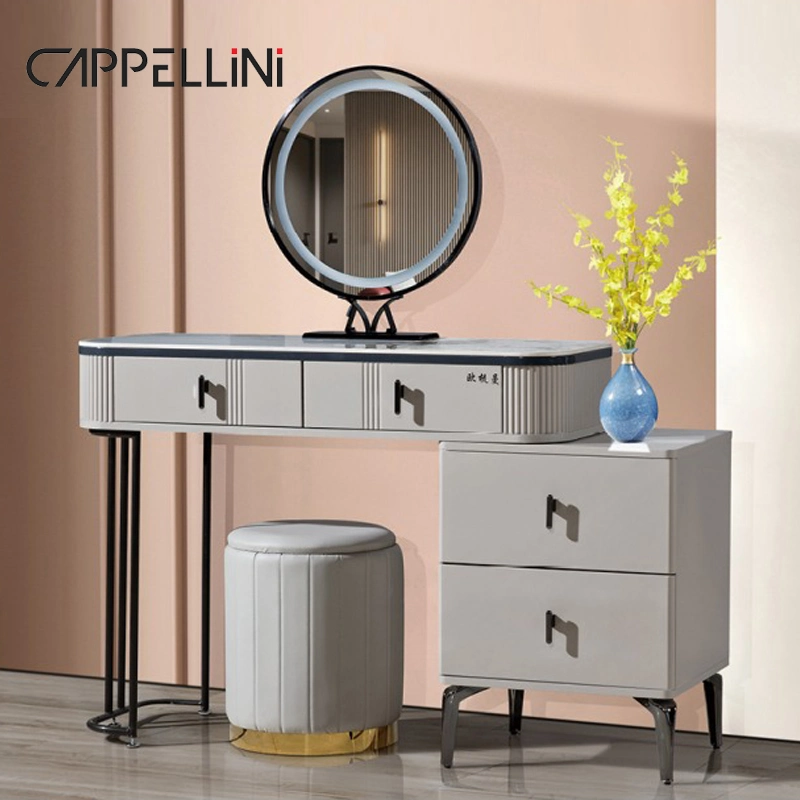 High Quality Modern Luxury Makeup Vanity Desk Set with Mirror Drawer Wooden Dressing Table Bedroom Furniture Dresser
