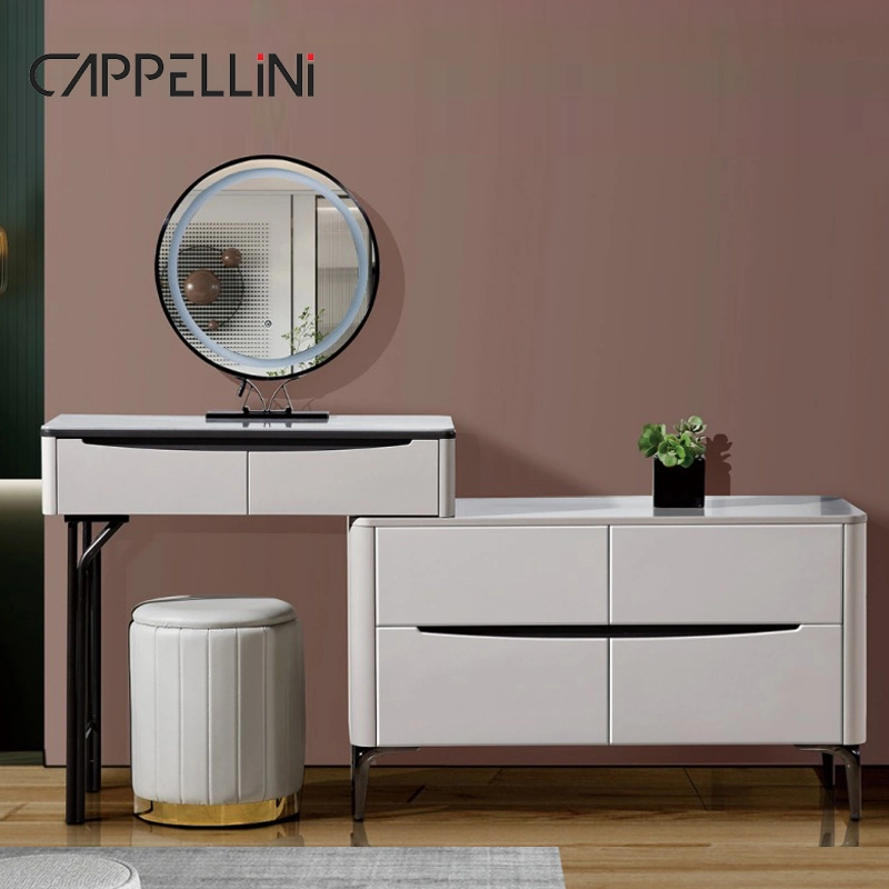 High Quality Modern Luxury Makeup Vanity Desk Set with Mirror Drawer Wooden Dressing Table Bedroom Furniture Dresser