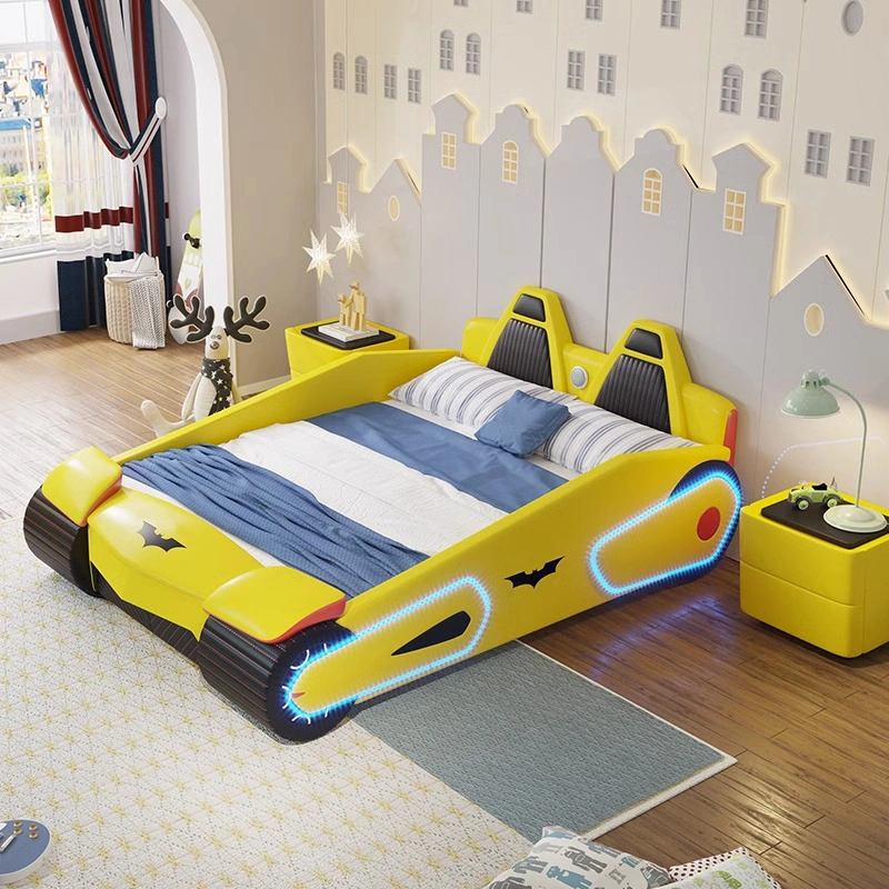 Bat Car Beds Bedroom Furniture The Man LED Light Child Race Car Bed Kids Beds with Music