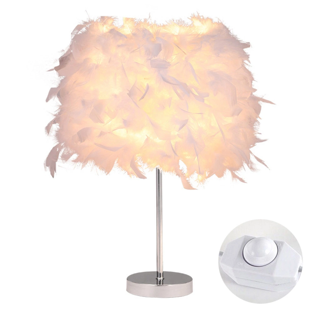 E27 Bedside Table LED Lamp Feather Romantic Feather Table Lamp (WH-MTB-56)