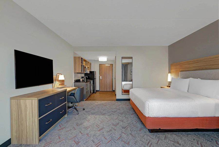 Holiday Inn Hotel Room Furniture Wooden Beds King Size Headboard Panel Bedroom Sets Hotel Furniture for Sale