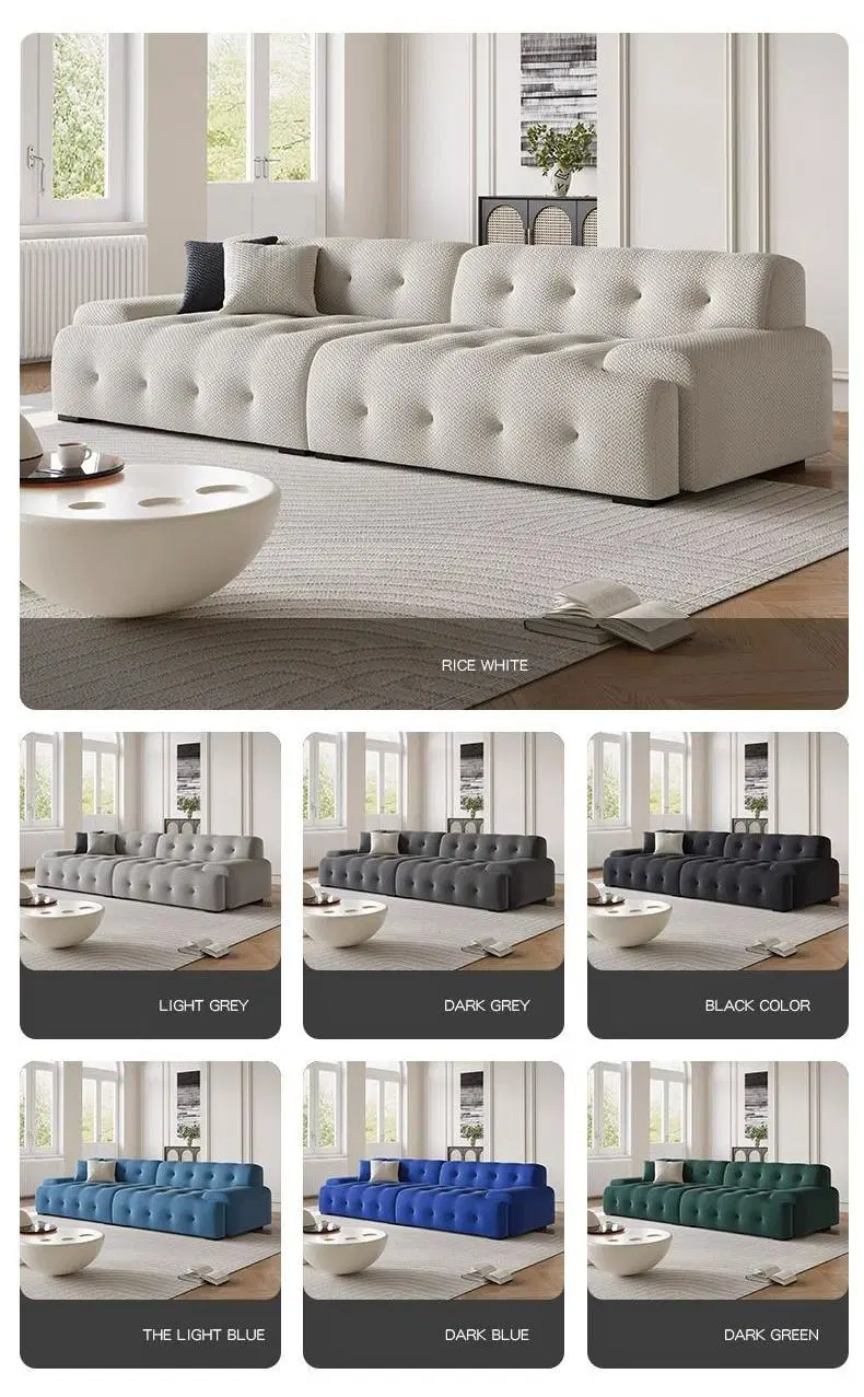 Modern Luxury Italian Style Pull Buckle Velvet Fabric Leather Modular Sectional Sofa Set Living Room Furniture for Home Hotel