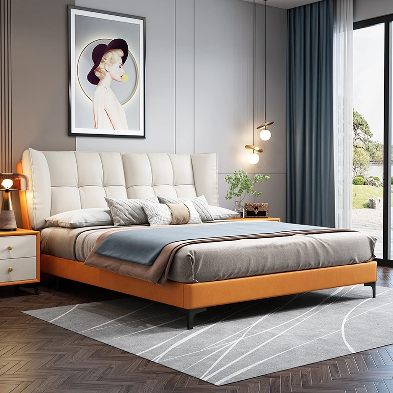 Solid Wooden Bed with Matching Bedside Table for Bedroom Furniture Sets