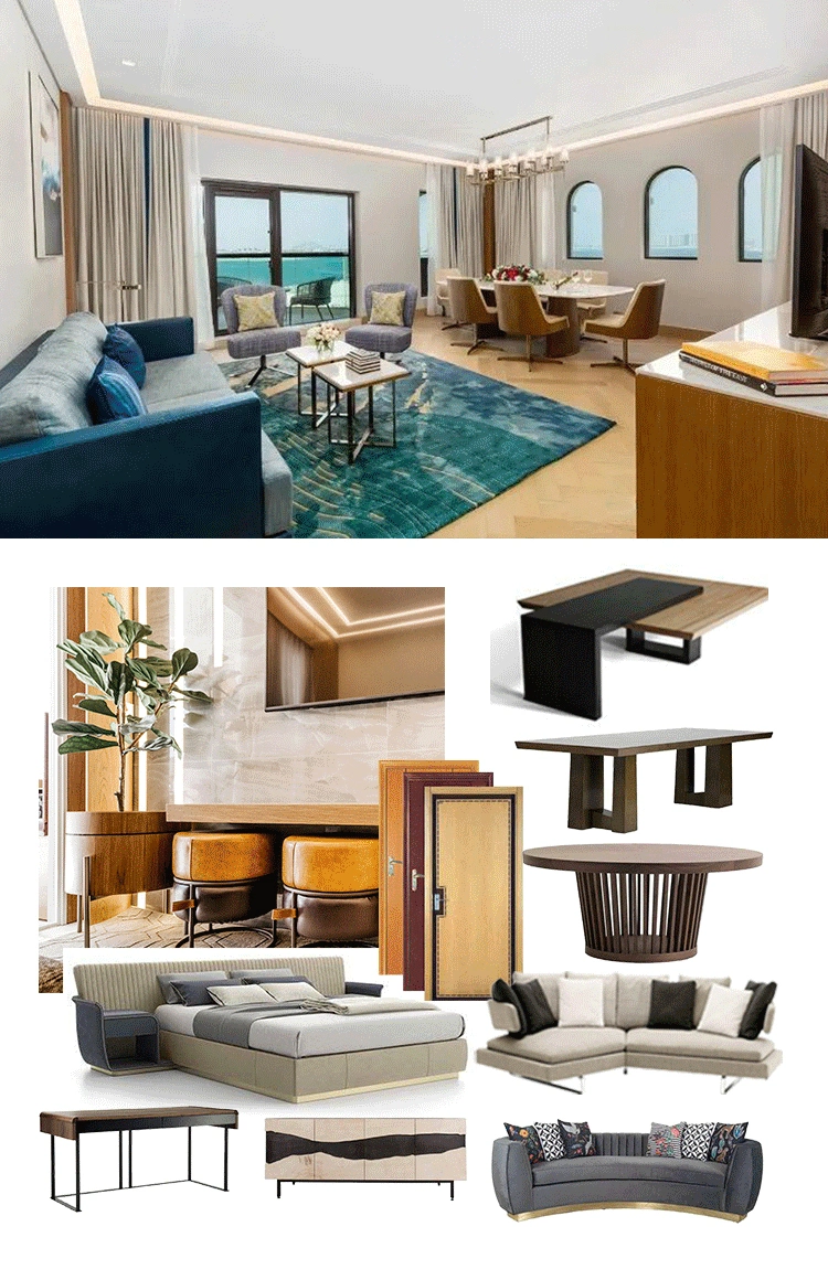Custom 5 Star Hotel High Class Luxury Light Oak Wood Veneer Hotel Bedroom Furniture for Hotel Project