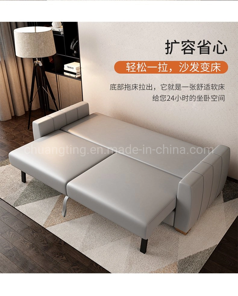 Sythenic Leather Stylish Sofas Designed Functional Couch Bed Fit in Small Spaces