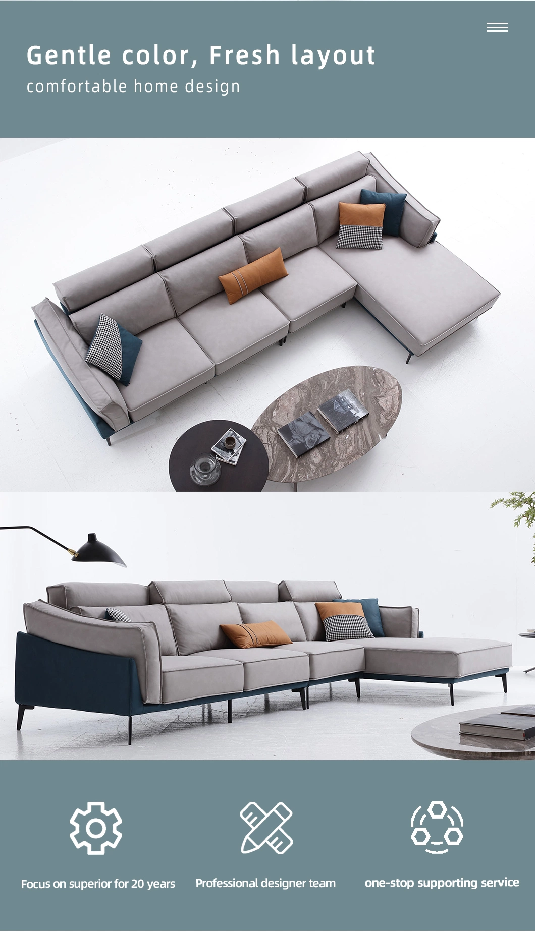 Wholesale Market Fabric Leisure Cloth Living Room Metal Legs Sofa Set for Home Bedroom Furniture