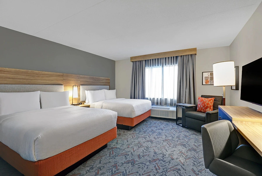 Holiday Inn Hotel Room Furniture Wooden Beds King Size Headboard Panel Bedroom Sets Hotel Furniture for Sale