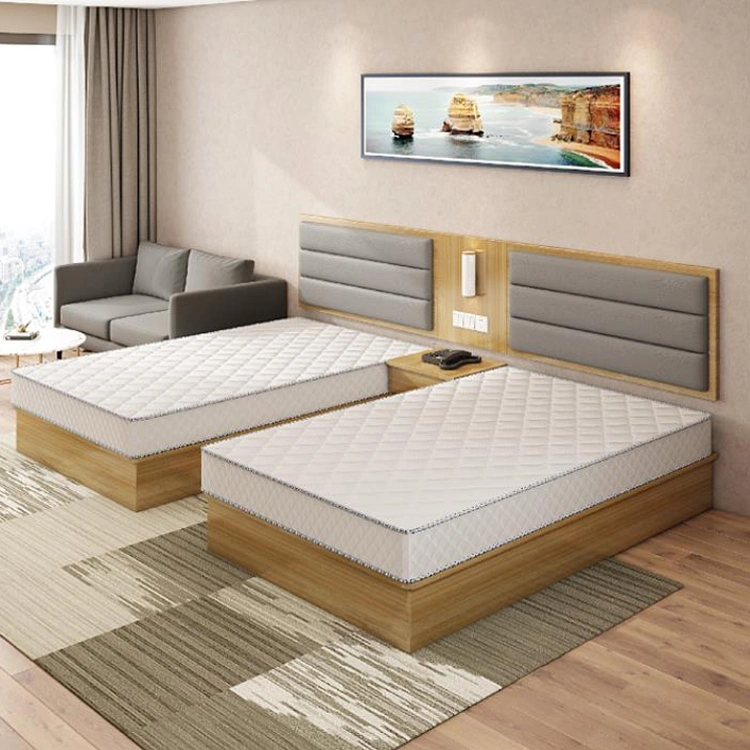 Hotel Apartment Bedroom Furniture Designer Rubber Solid Wood Frame Full Queen King Hotel Wood Bed Furniture