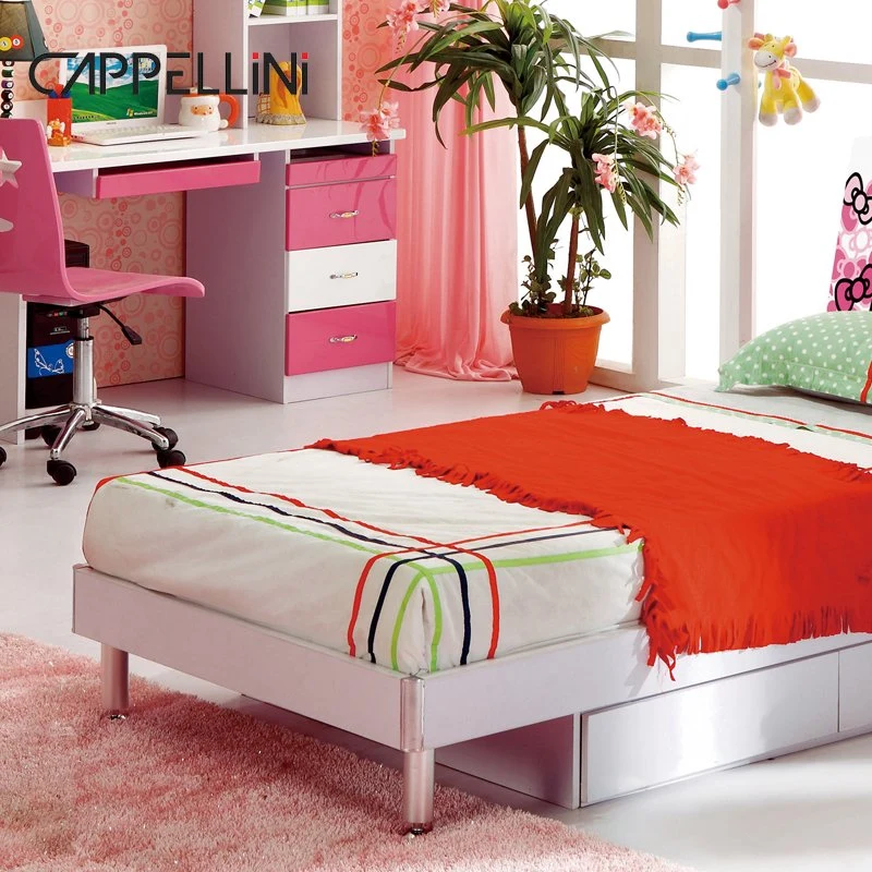 Cappellini Factory Wholesale Children Bed Girl Room Wooden Pink Princess Bed Sets Bedroom Furniture for Kids