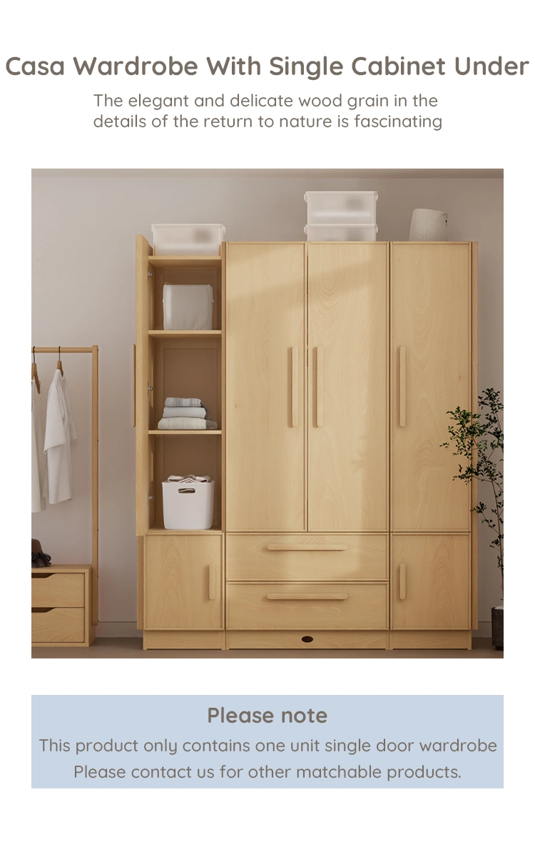 Boori Small Size Single Door Wooden Storage Wardrobe Cabinet Clothes Organizer