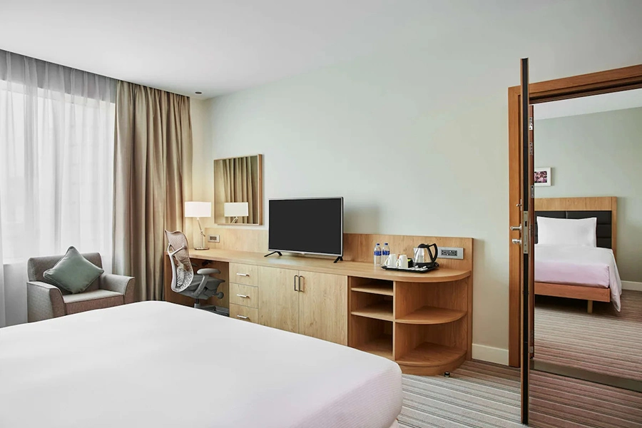 Hilton Hospitality Suite Modern Wooden King Size Double Bed Luxury Bedroom Sets 5 Star Custom Hotel Furniture