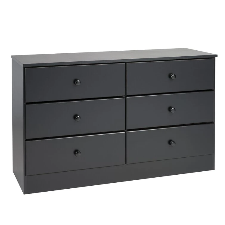 Yvt Modern Dresser Bedroom Double Dresser in Oak Structure Bedroom Dresser 6 Drawers Wood Furniture