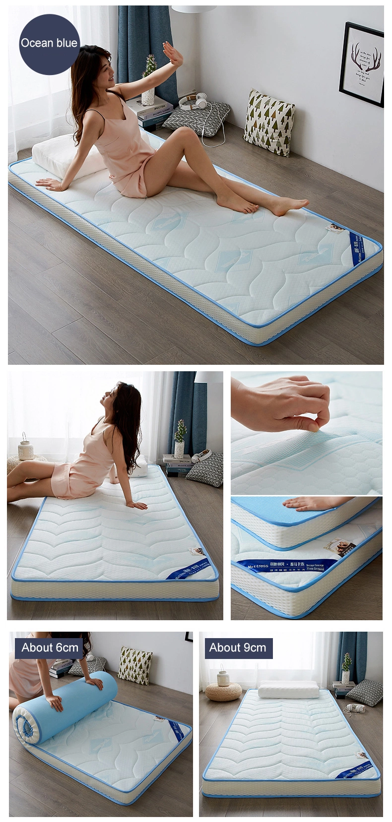 Motel Bunk Bed Mattress Thick 6cm Portable Skin Friendly Latex Layer Double