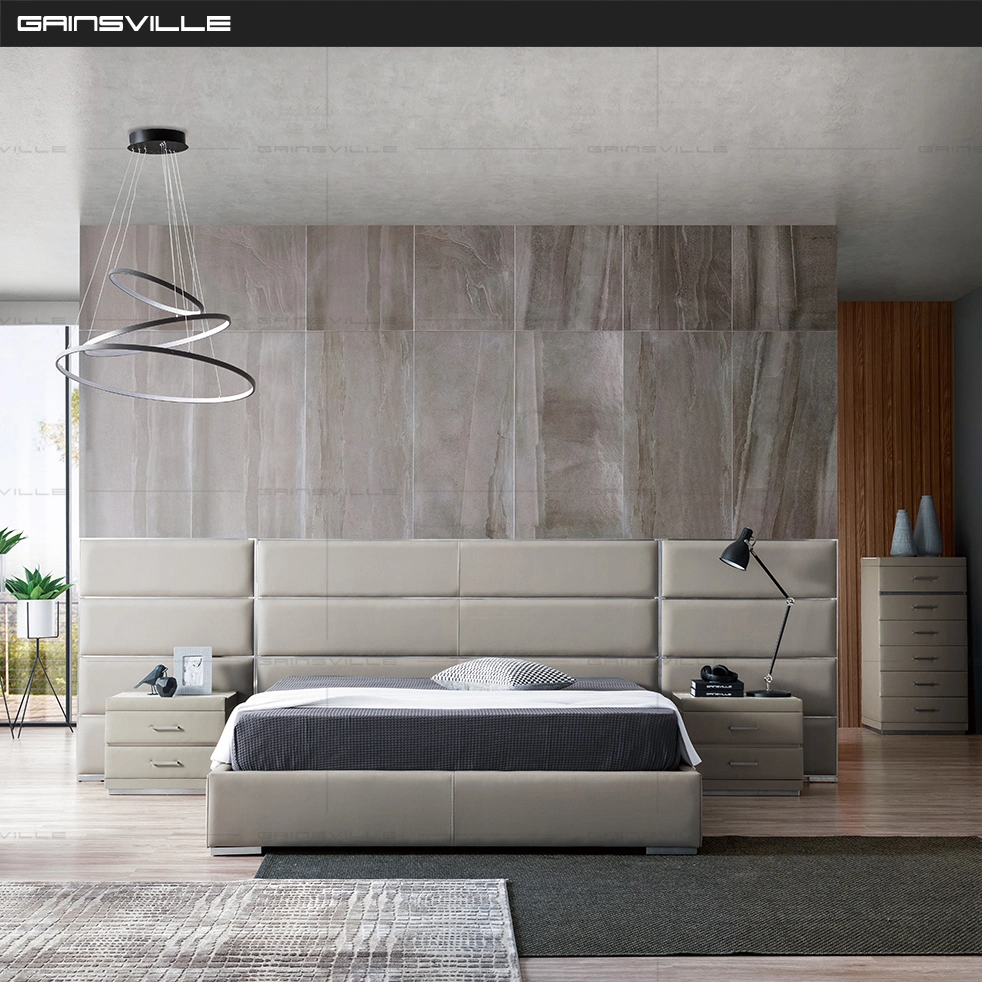 Modern Upholstered Bedroom Furniture Imitated Leather Casegoods 6 Drawers Tallboy