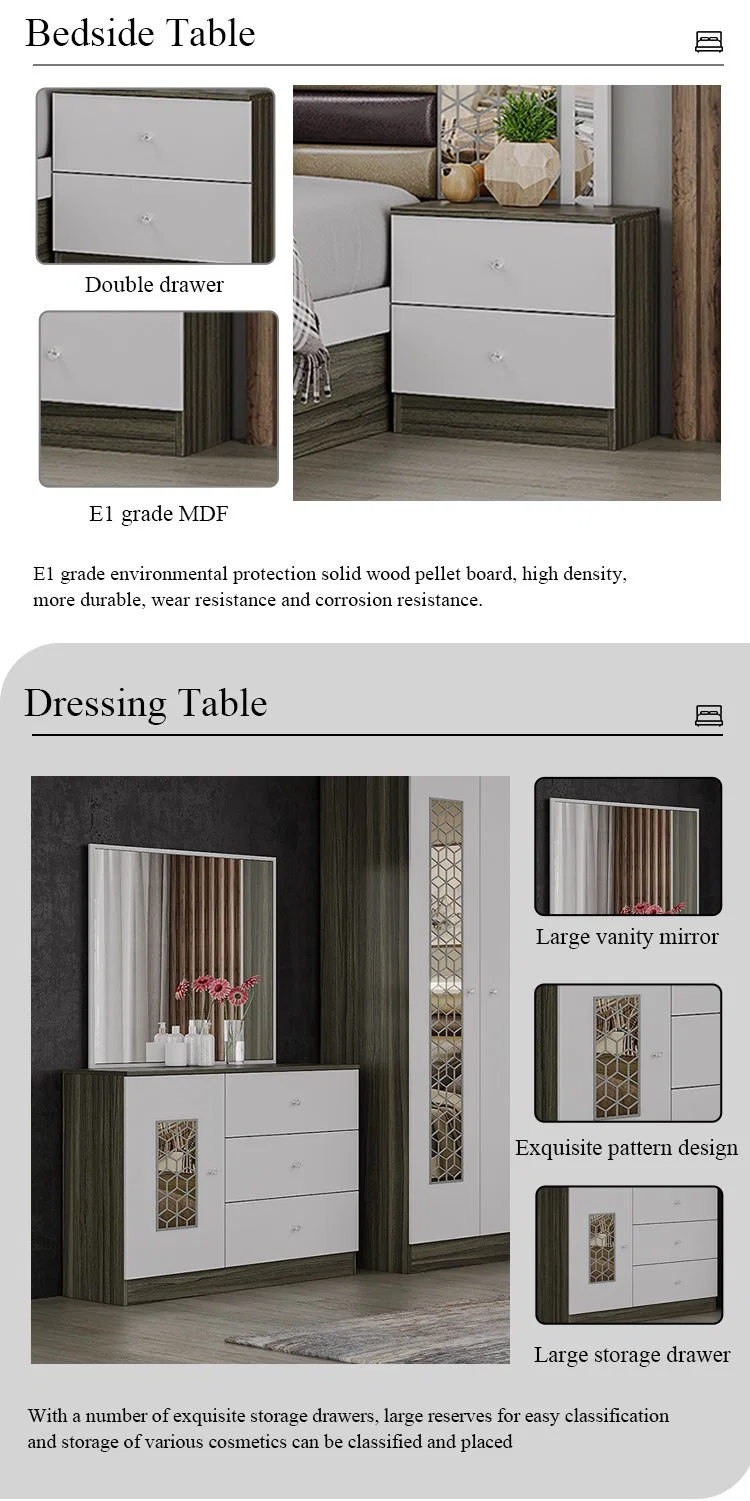 Wholesale Cheap Modern King Size Double Bed Wardrobe Set Master Room Furniture High Gloss MDF Bedroom Furniture