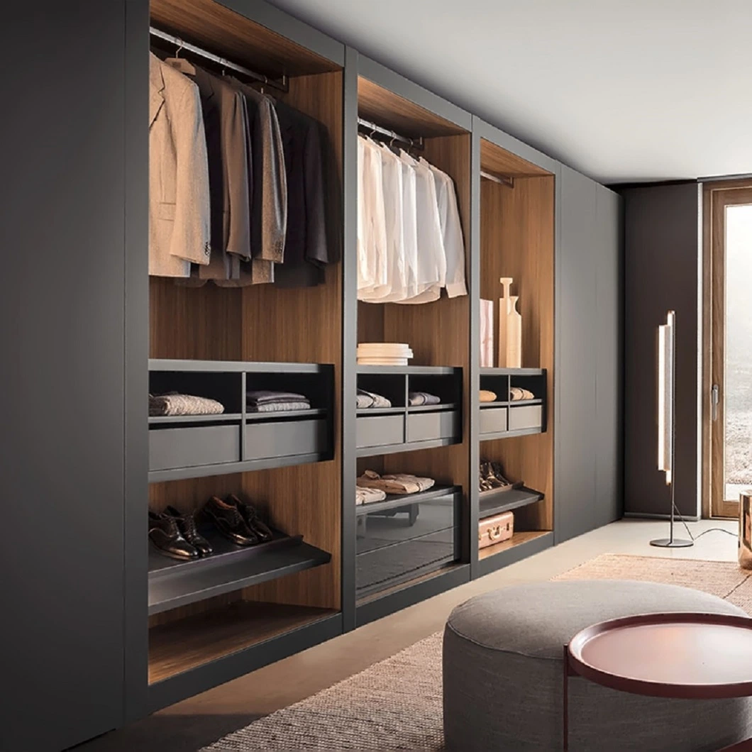Master Bedroom Closet Furniture with Shelves Drawers Modern Corner Wardrobe