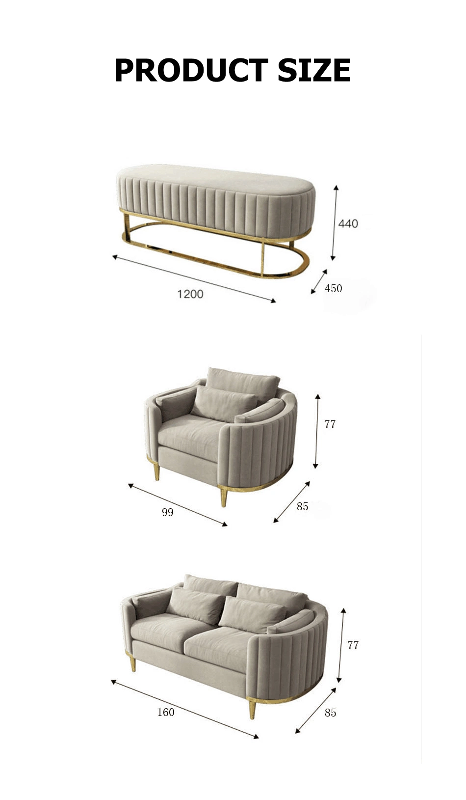 Italian Style Dubai Luxury Sofa Living Room Furniture Curved Modern Home Furniture Sofa Set