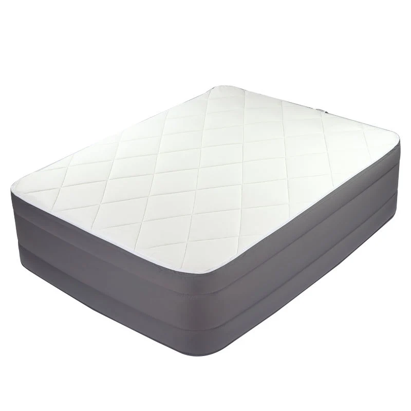 Zip-off Quilted Cover Inflatable Queen Size Air Mattress with Built-in Air Pump