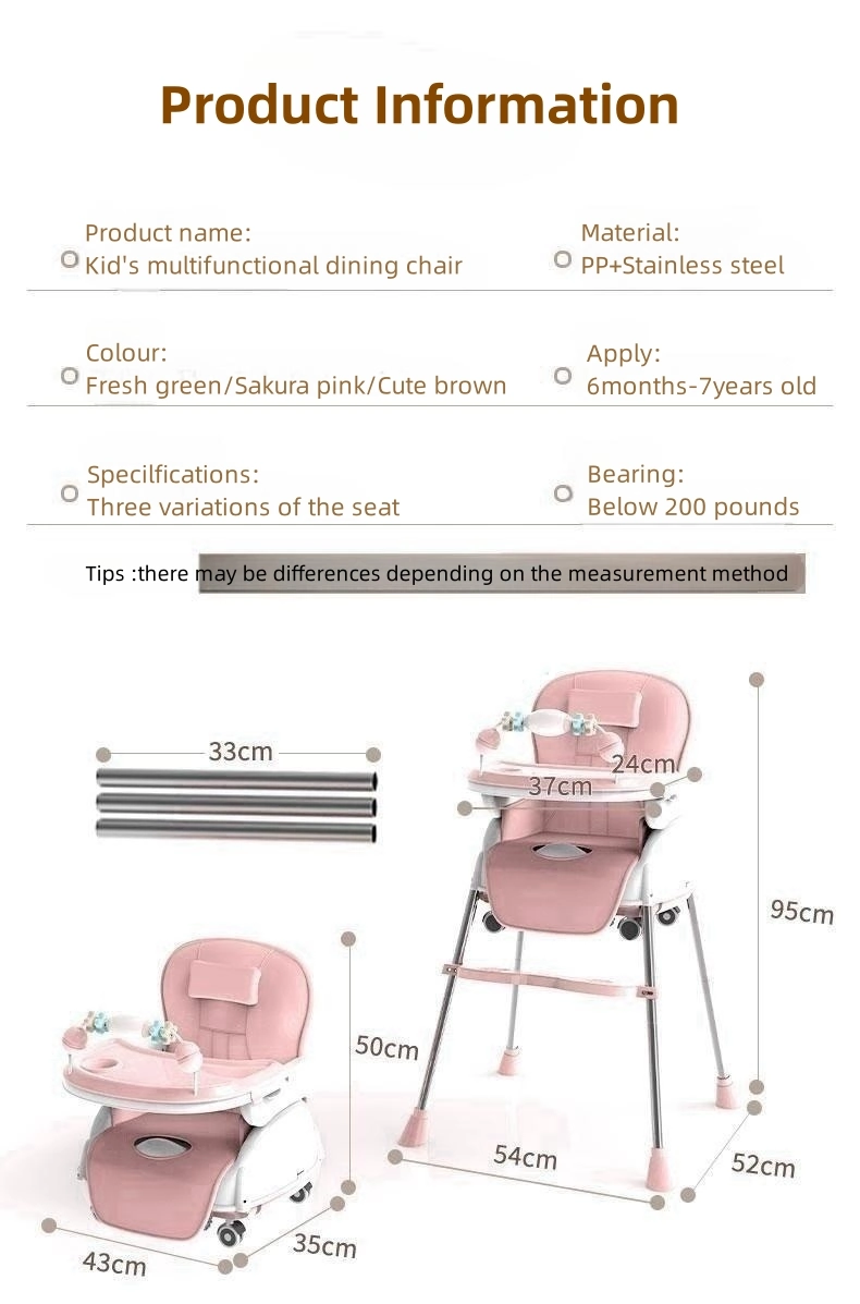 Baby Dining Chair, Folding Multifunctional Kid&prime;s Feeding Chair, Portable Baby High Chair