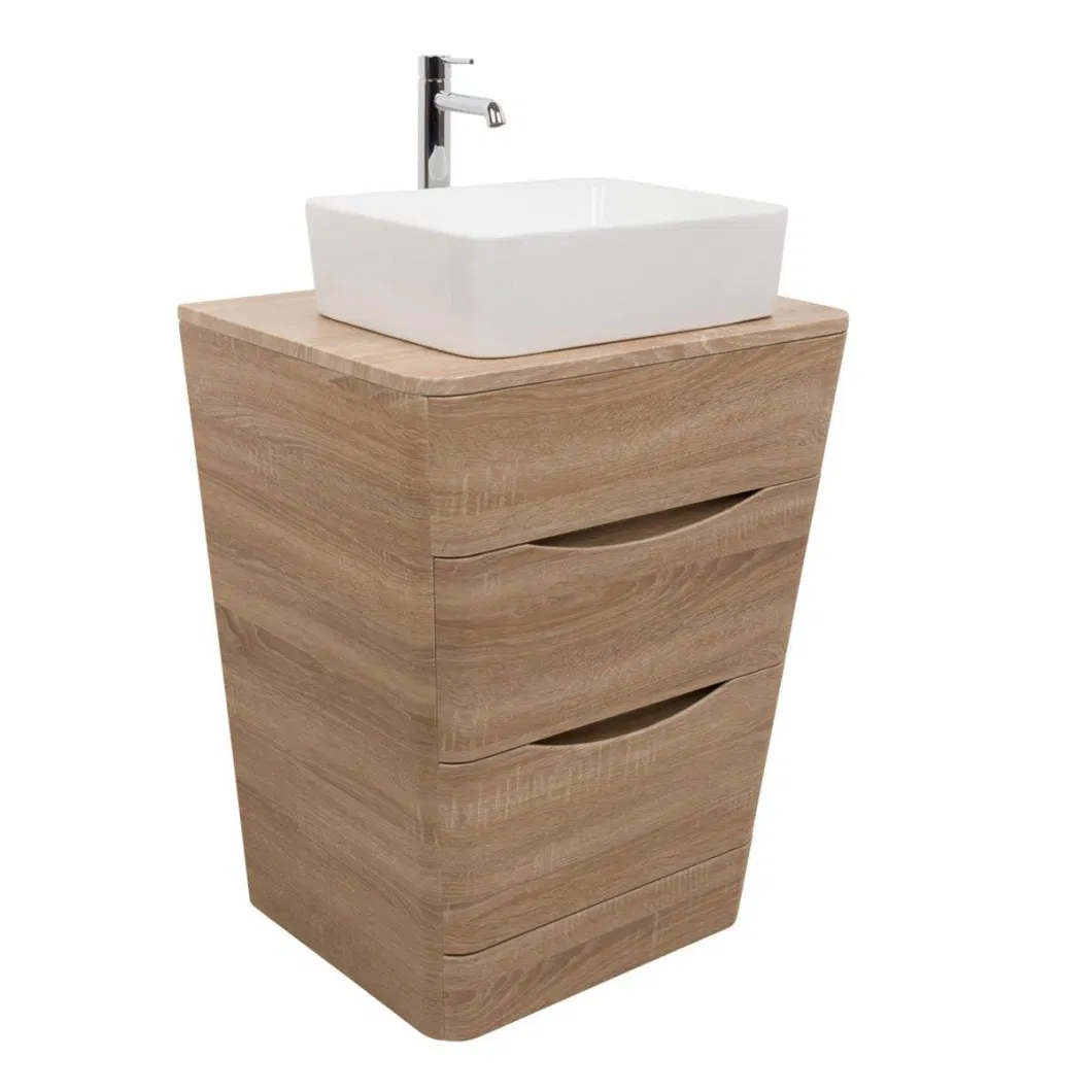 650mm V Shaped Vanity Unit and Rectangle Countertop Basin in Light Oak
