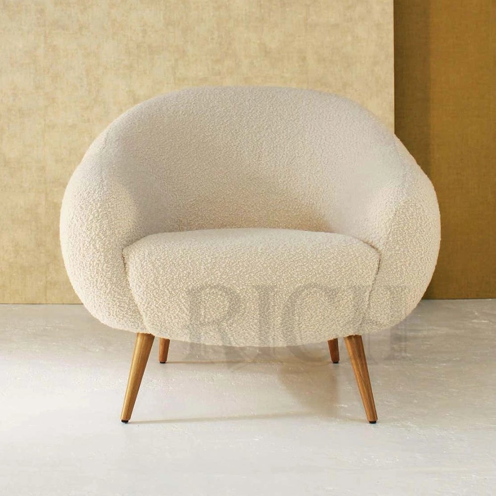 Classic Small Lounge Chair for Bedroom Fabric Living Room Cafe Single Leisure Fabric Teddy Armchair