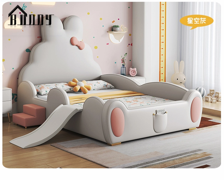 Simple Modern Home Hotel Bedroom Furniture Set Leather Cartoon Wall Bed Children Kids Bed