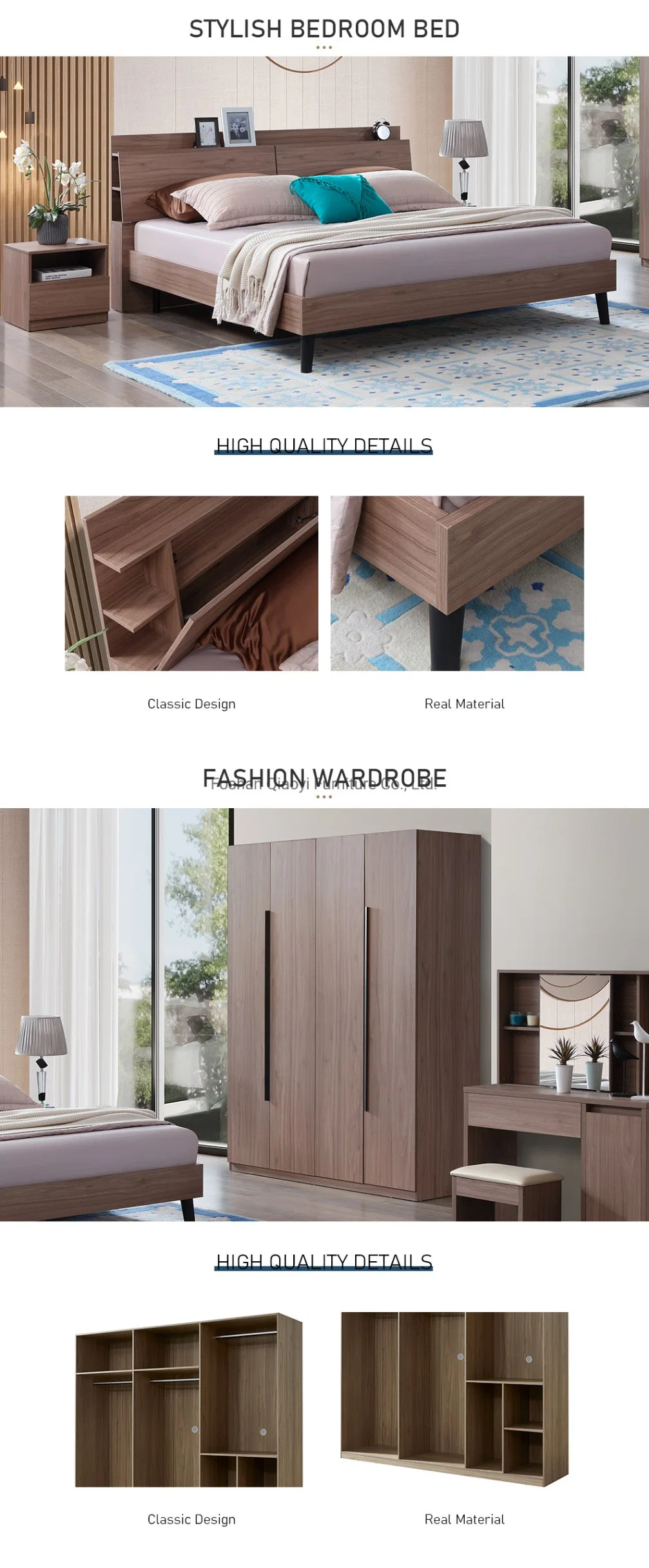 Wholesale Customizable Modern Design Hotel Closet Bed Home House Bedroom Wooden Furniture