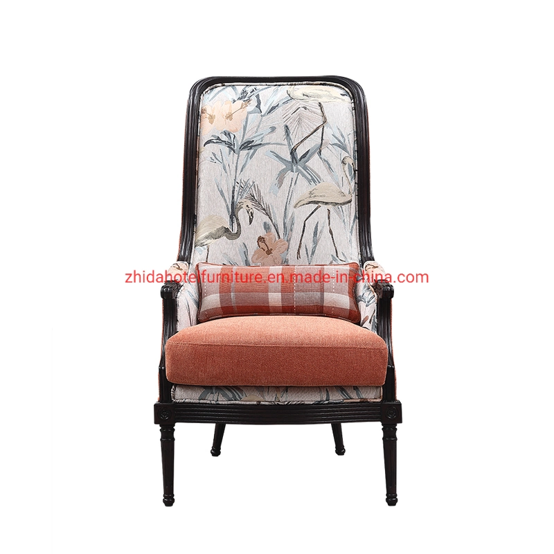 High Back Chinese Style Black Wooden Living Room Chair for Hotel Lobby