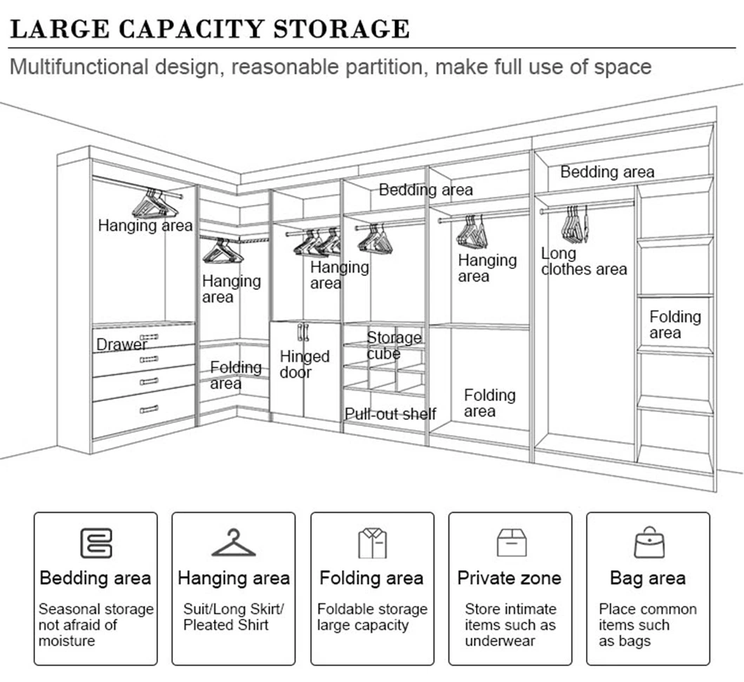 Custom Modern Man Clothes Storage Cupboard Bedroom Wardrobe Closet with Glass Door