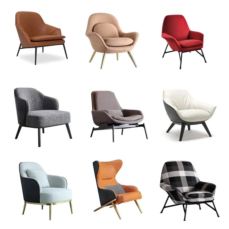 Modern Light Luxury Design Furniture Dining Room Chairs Lazy Single Lounge Chair Living Leisure Single Sofa Chair Fabric Armchair