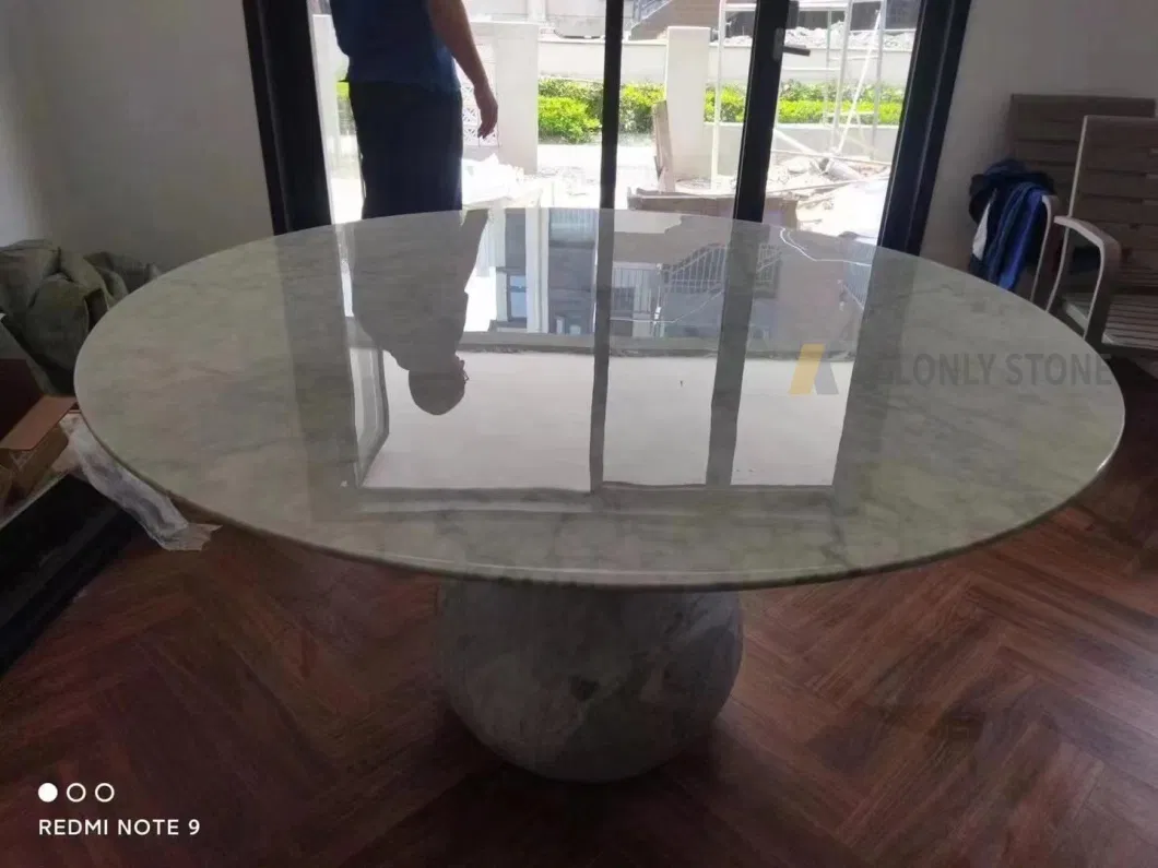 Living Room Furniture Restaurant Table Design Panda White Marble Dining Table Set
