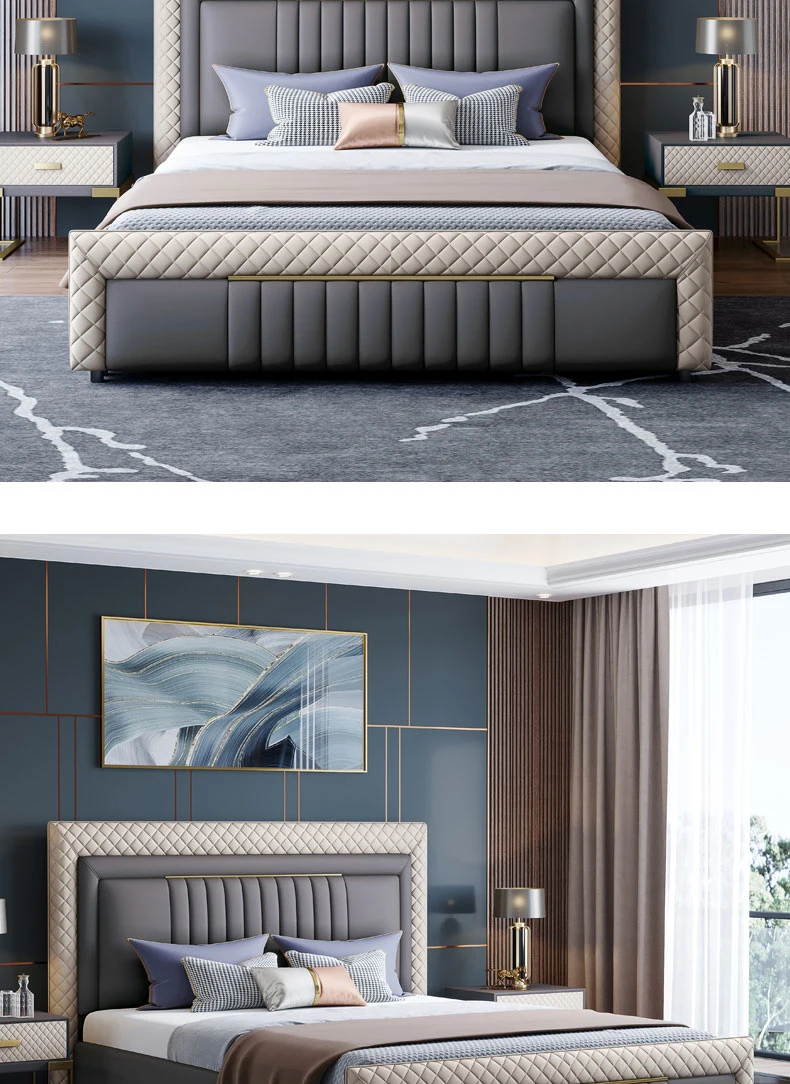 Luxury Wholesale Factory Queen Bedroom Double Leather Cheap Bed Hotel Furniture