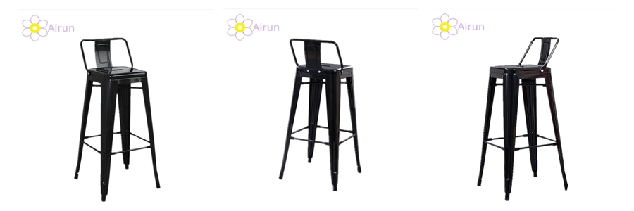Commercial Furniture Antique Vintage High Iron Living Room Cafe Chairs Metal Dining Bar Stool Chair with Backrest