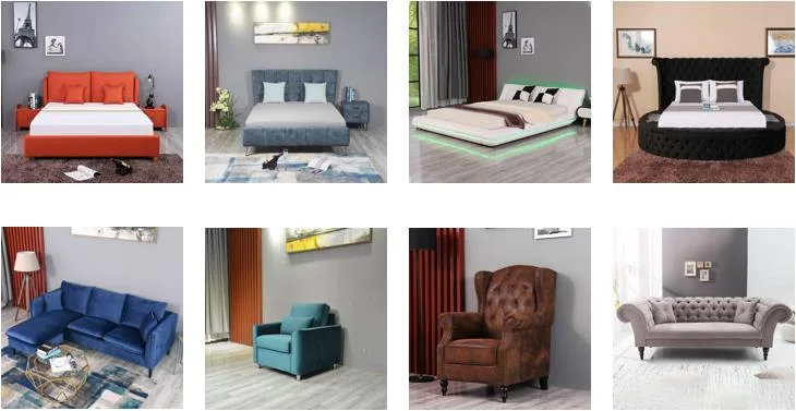 OEM Huayang Customized Home Furniture Upholstered Beds Wooden Bedroom Double Round Bed