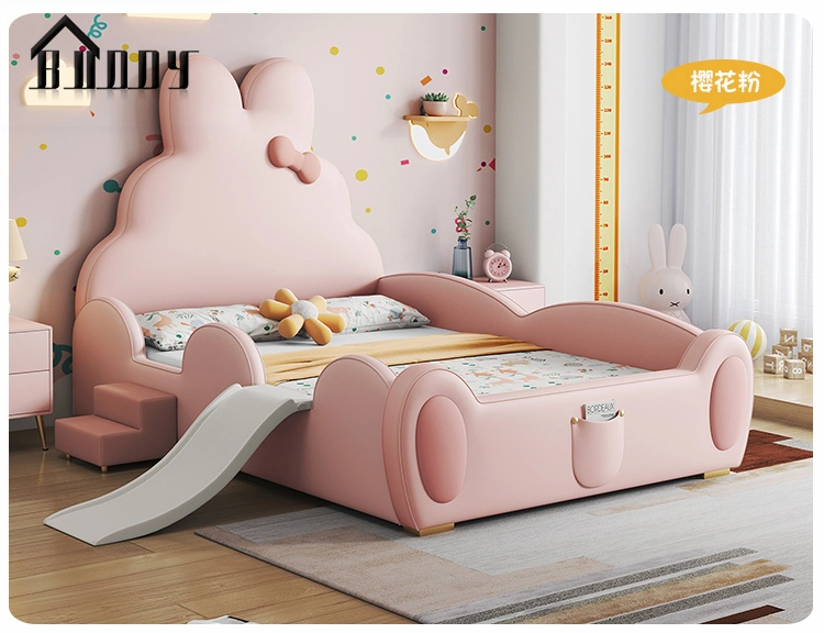 Simple Modern Home Hotel Bedroom Furniture Set Leather Cartoon Wall Bed Children Kids Bed